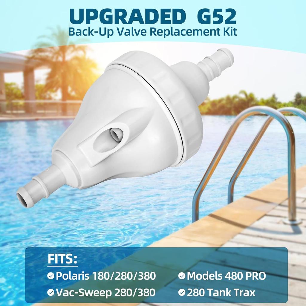 Upgraded G52 Backup Valve Compatible with Polaris 180,280,380,3900 Pool Cleaner Replace Part Replacement Kit with G53 Gear Mechanism