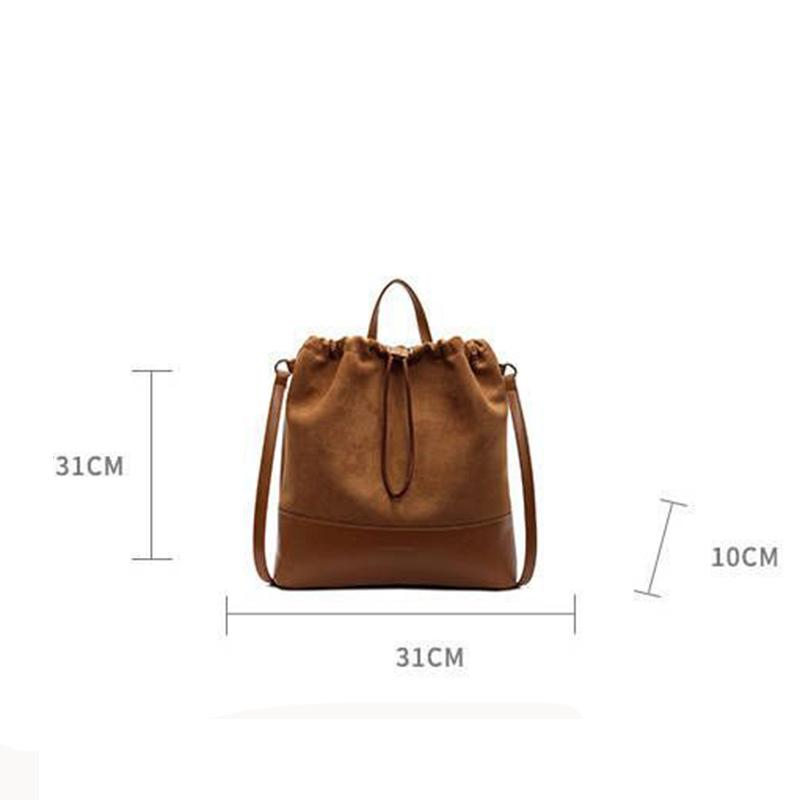 Leather Bucket Shoulder Bags Drawstring Crossbody Purse for Women Large Capactiy Backpack Travel Bags CLE