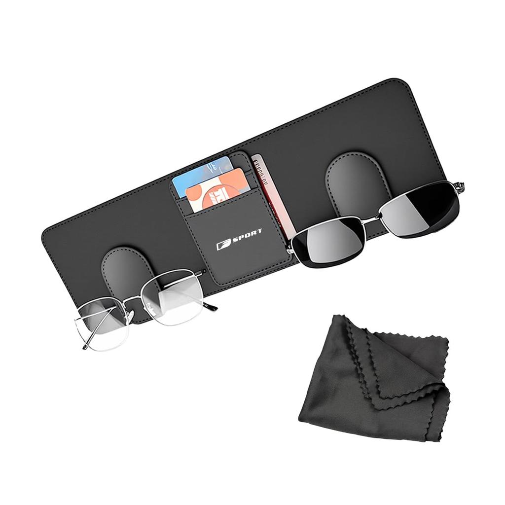 F Sport Car Sunglasses Holder with Two Glasses Clips and Three Card Securely fits F Sport and LS sun PU Magnetic Easy to Car Large Includes Glasses