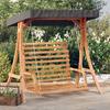 Swing with Canopy Solid Spruce Wood and Teak Finish