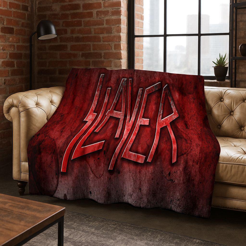 2026 Slayer Heavy Metal Rock Band Skull Art Flannel Blanket,Cozy Soft Throw Blanket for Home Bedroom Bed Sofa Picnic Cover Gift