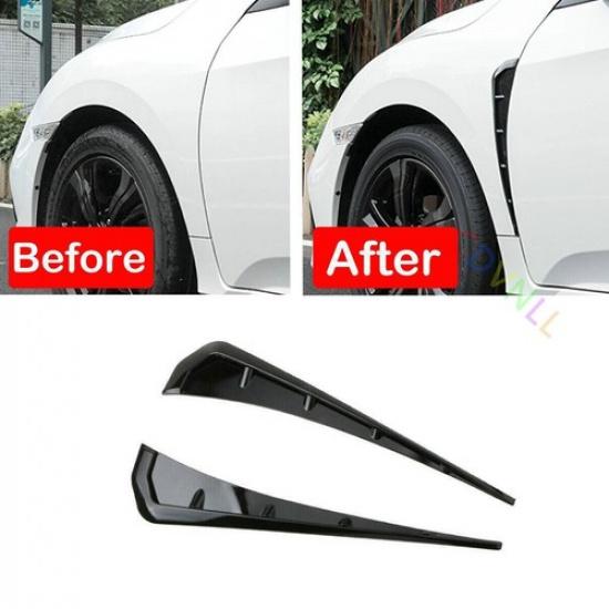Glossy Black Car Body Side Fender Vent Air Wing Cover Moldings Trim 1pair