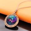 Colorful Tree of Life Wooden Pendant Necklace Women's Versatile Jewelry European and American Vintage Sweater Chain