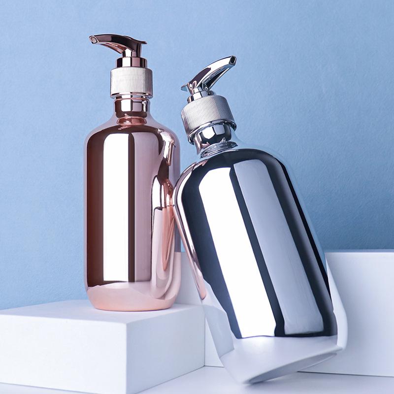 Round Shoulder Refillable PET Lotion/Shampoo Bottle - 200ml/300ml/500ml, Transparent Plastic