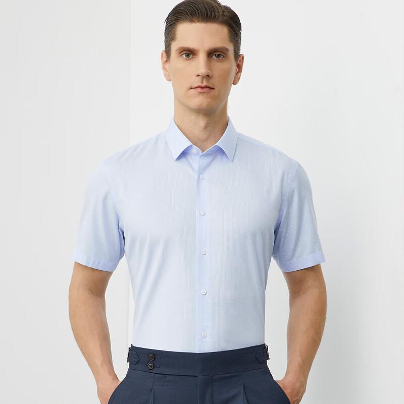 Fengxun Men's Short Sleeve 100% Cotton Non-Iron Business Shirt
