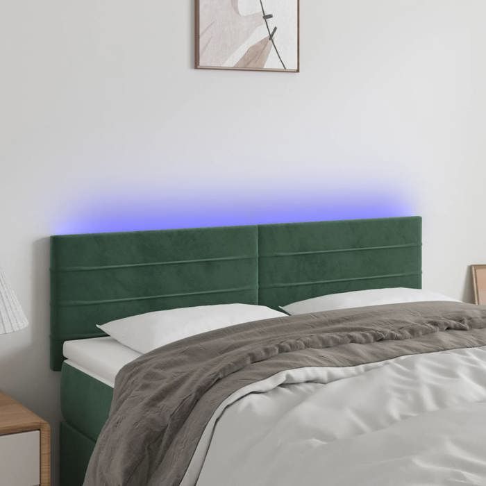 VidaXL Tête de Lit à LED Meuble de Chambre à Coucher Accessoire de Lit Double Tête de Cadre de Lit Intérieur Vert Foncé 3121803