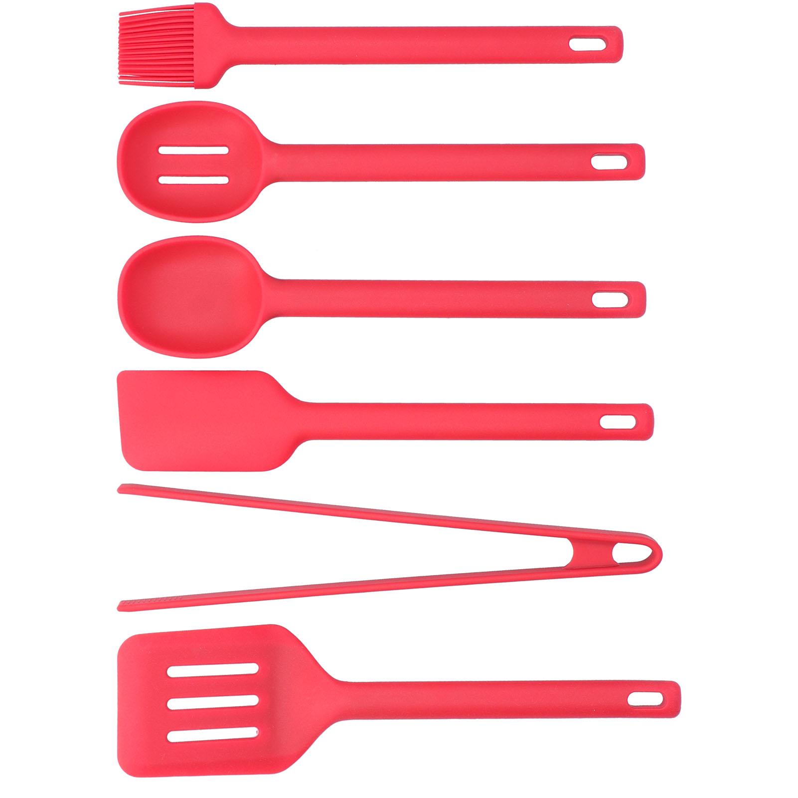

Cooking Utensils 6PCS Food Grade Silicone Heat Insulation Anti Scalding Spoon Spatula Brush Shovel Tong for Kitchen L