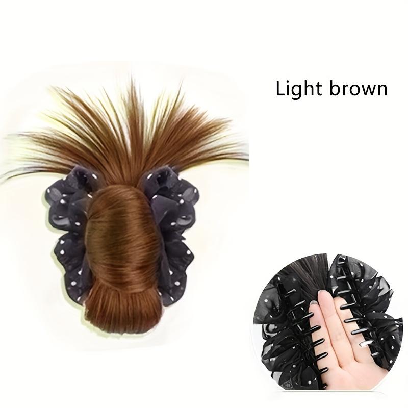 Synthetic Natural Bun Head Wig with Mesh Hairpiece Hair Chignon Claw Clip Ponytails Extensions Hair Accessories For Women Girls