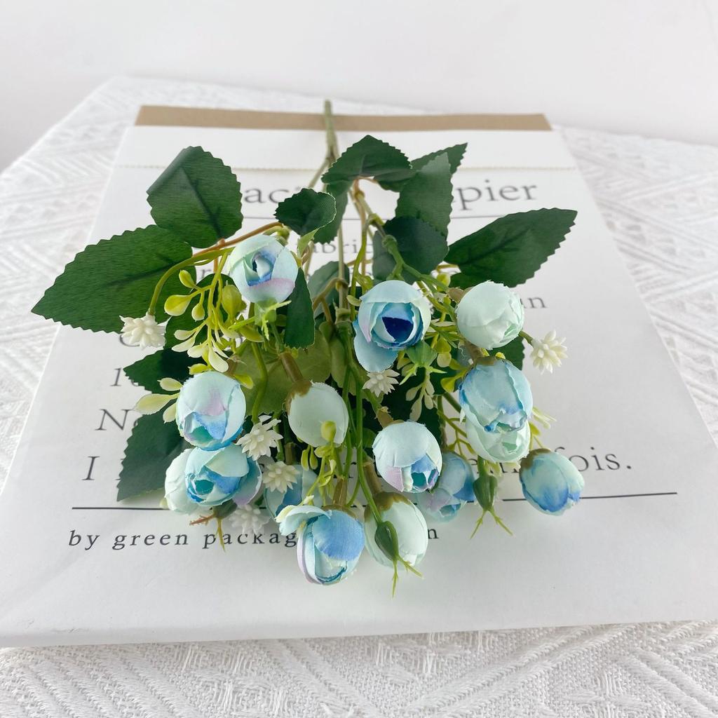 Simulation Flower 15 Hennessy Green Bud Small Rose Bud Home Decoration Wedding Photo Props Decoration