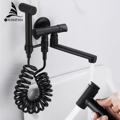 Schwarzes Toilettenbidet Wandmontage Einzelkalt Toilettendusche Edelstahl Sprühkopf Bidetarmatur Badezimmerzubehör 811577