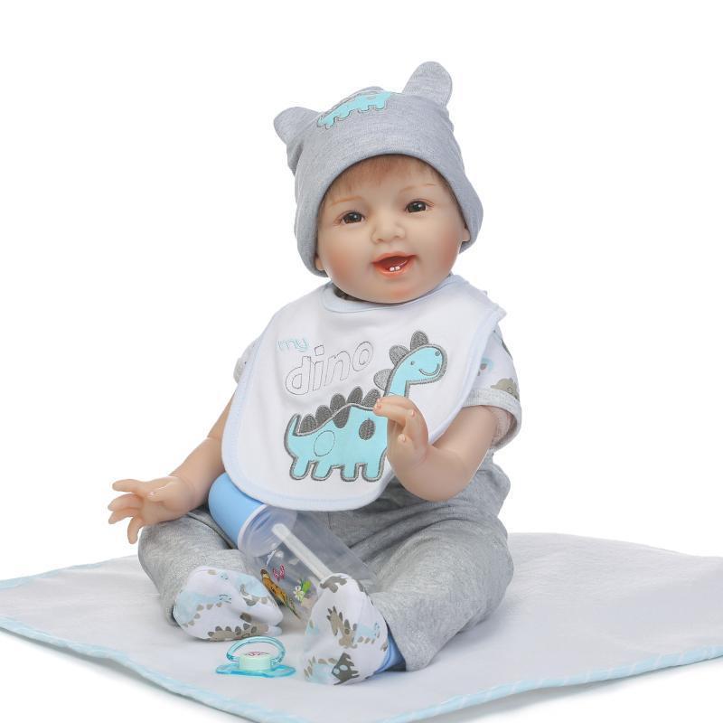 Lebensechte 22-Zoll Realistische Reborn Baby Jungenpuppe Aus Weichem Vinyl-Silikon Für Kleinkinder