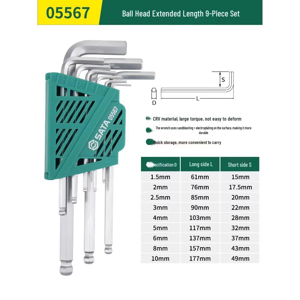 Sata Internal Hex Wrench Set - Extended Ball & Flat Head Screwdriver