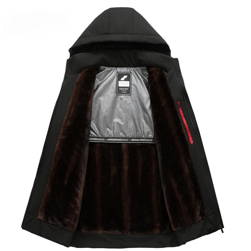 Men's Winter Coat Thick Cotton Coat Warm Business Casual Cotton Coat Mid-length Cotton Coat