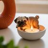 Hand-Painted Puppy Candle Holder Votive Tealight Candle Stand Living Room Bathroom Candlestick Decoration Table Centerpiece Ornament