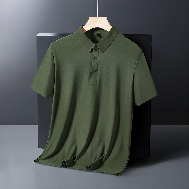 Men's Ice Silk Seamless Short Sleeve Polo Shirt – Business Casual Summer T-Shirt