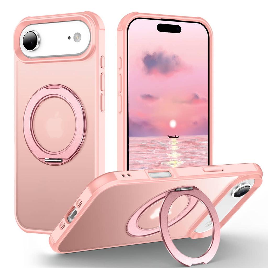 For iPhone 17 Pro Max/17 Air/17 Pro Case, 360° Magnetic Swivel Ring Holder with Metal Stand, Shockproof Anti-Vibration Cover