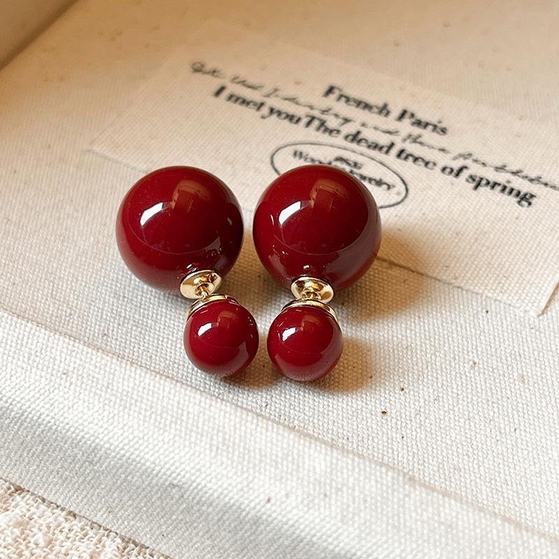 2024 Exquisite High-End Retro Silver Needle Red Heart Flower Earrings for Women