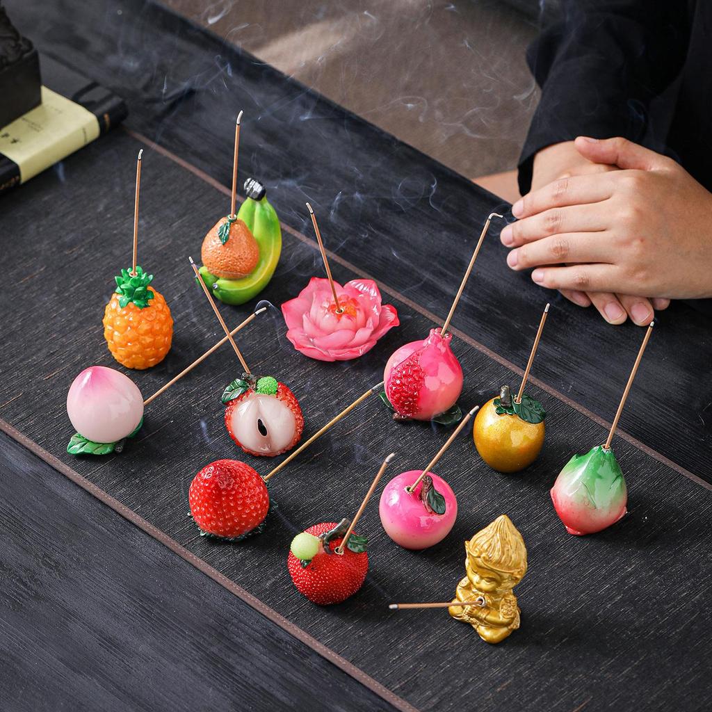 Lychee Resin Incense Holder, Sandalwood Burner, Ceramic Home Decoration