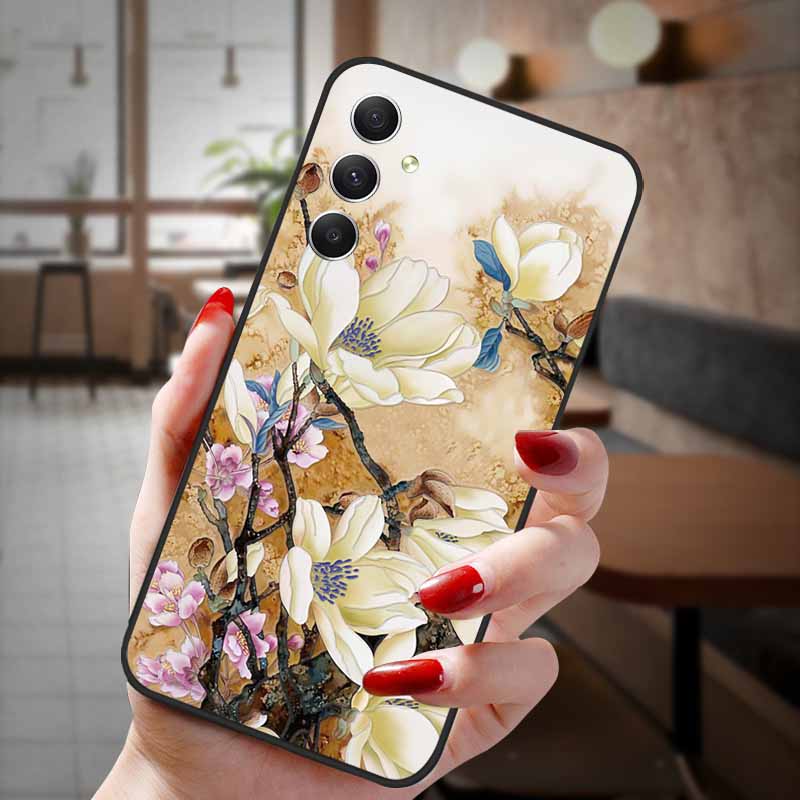 For Samsung Galaxy A55 5G Case 3D Emboss Floral Relief Silicon TPU Soft Phone Cover for Galaxy A15 A25 5G Bumper Funda A 55 A35