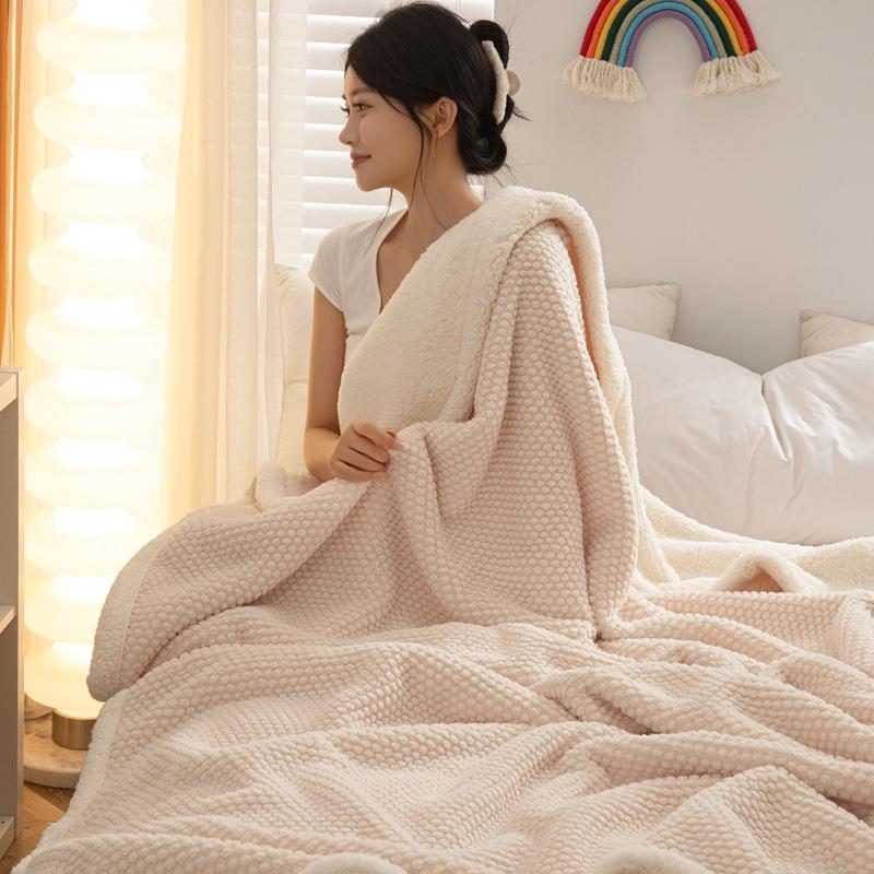 Winter Double-Layer Lambswool Flannel Blanket for Office or Nap Use