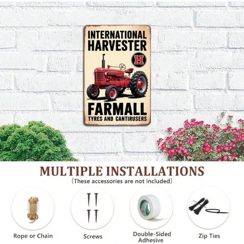 Metal Poster Red Tractor Farmall Vintage Sign Retro Wall Art for Bar Garage