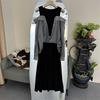 Autumn Style Female Fashion Cut Off Shoulder Dress French Two-piece Temperament Shirt Mid Skirt