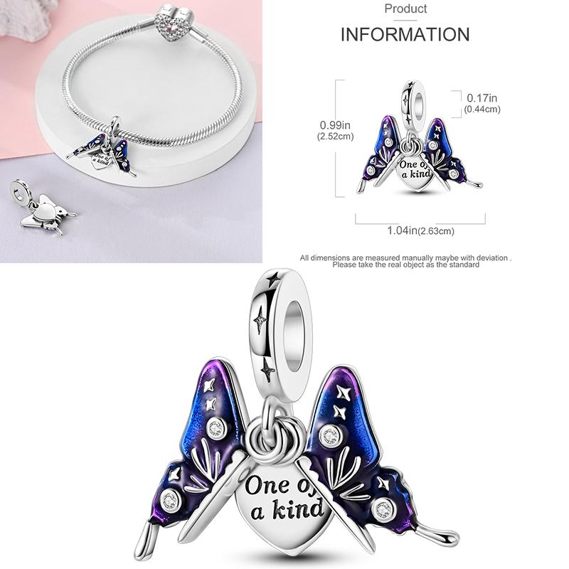 Copper Dragonfly Butterfly Pendant Charms Bead Fit Original Bracelet Bangle Women Jewelry Girl Making Beads