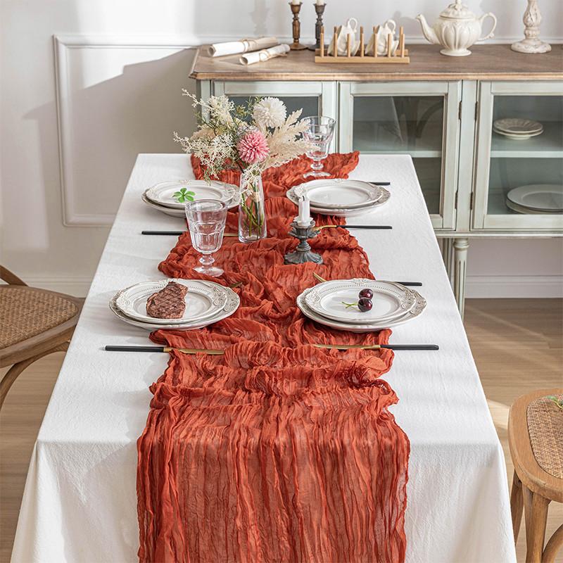 Aleer de masă din tifon semi-transparent Setare de masă din pânză de brânză de salvie Mese de luat masa Vintage Petrecere de nuntă Banchete de Crăciun Arce Decor de tort