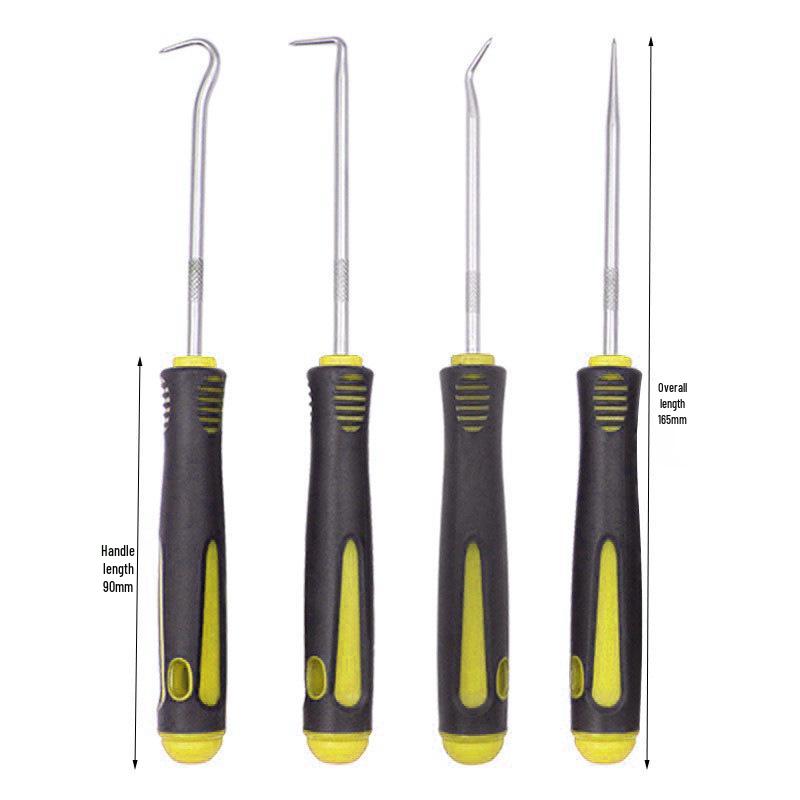 4-Piece Auto Repair Tool Set: Tire Patching, Oil Seal Hook, Screwdriver.