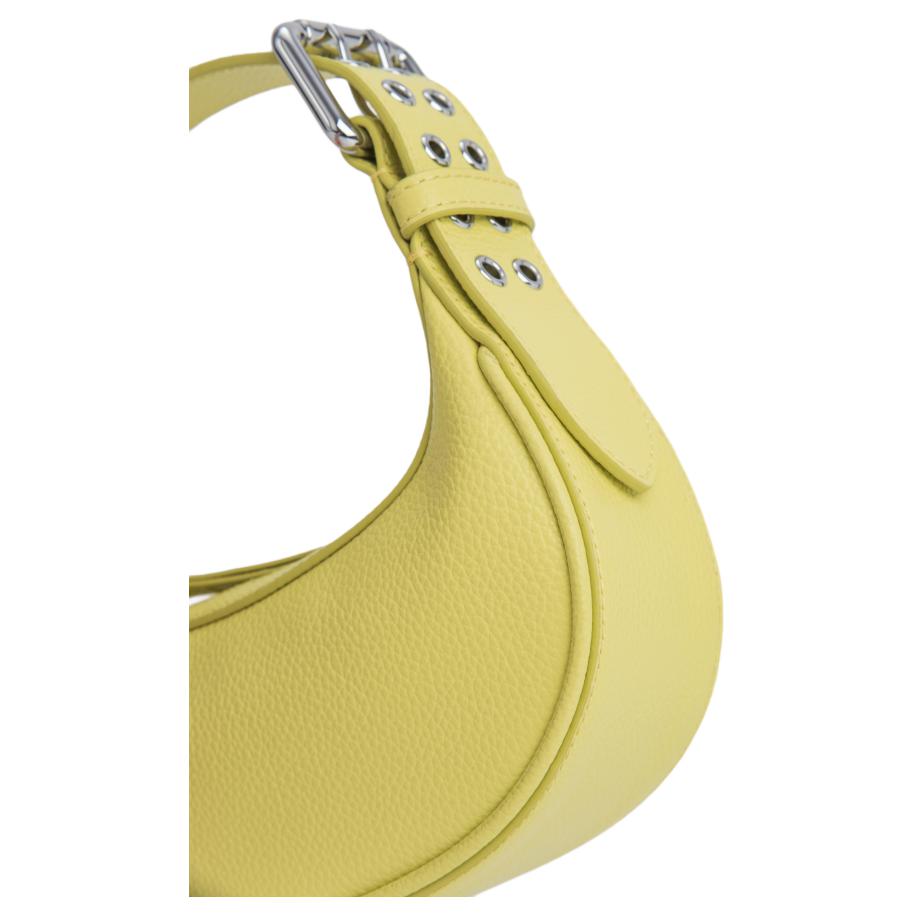 By Far Mini Soho Solid Color Zipper Closure Pebbled Leather Shoulder Tote Bag Small Women handbags Yellow-Apple 23SSMNSSAPLSGCSMA
