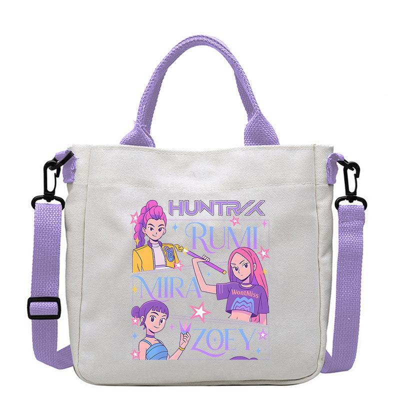 KPop Demon Hunters Theme Women Canvas Shoulder Bag Boys Girls Tote Handbag Anime Fashion Crossbody New Kids Xmas Gifts Kid Friendly Entertaining Fun