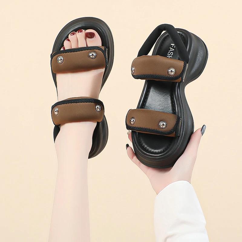Fashion Shoes Female 2024 Summer Trendy and Versatile Women's Casual Sandals Waterproof Non-slip Platform Sandals Sandalias De Mujer