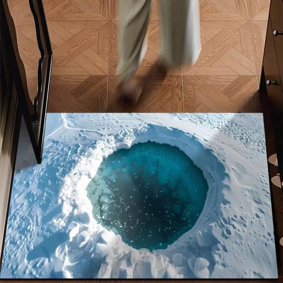 3D Optical Illusion Rug Absorbent Non Slip Bath Mat Endless Pit Bathroom Rug Floor Mat for Shower Bathtub Doorway Kitchen