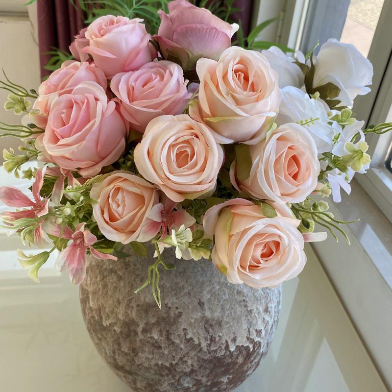 Artificial Flower Wedding Decor With Diamond Accents For Photography And Home Styling