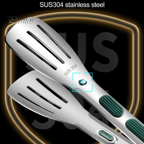 Meat Tong Non-Slip Silicone Handle Food Tongs Hollowed Draining Serving Barbecue BBQ Clip Grill Bread Clamp Stainless Steel Kitchen Accessories