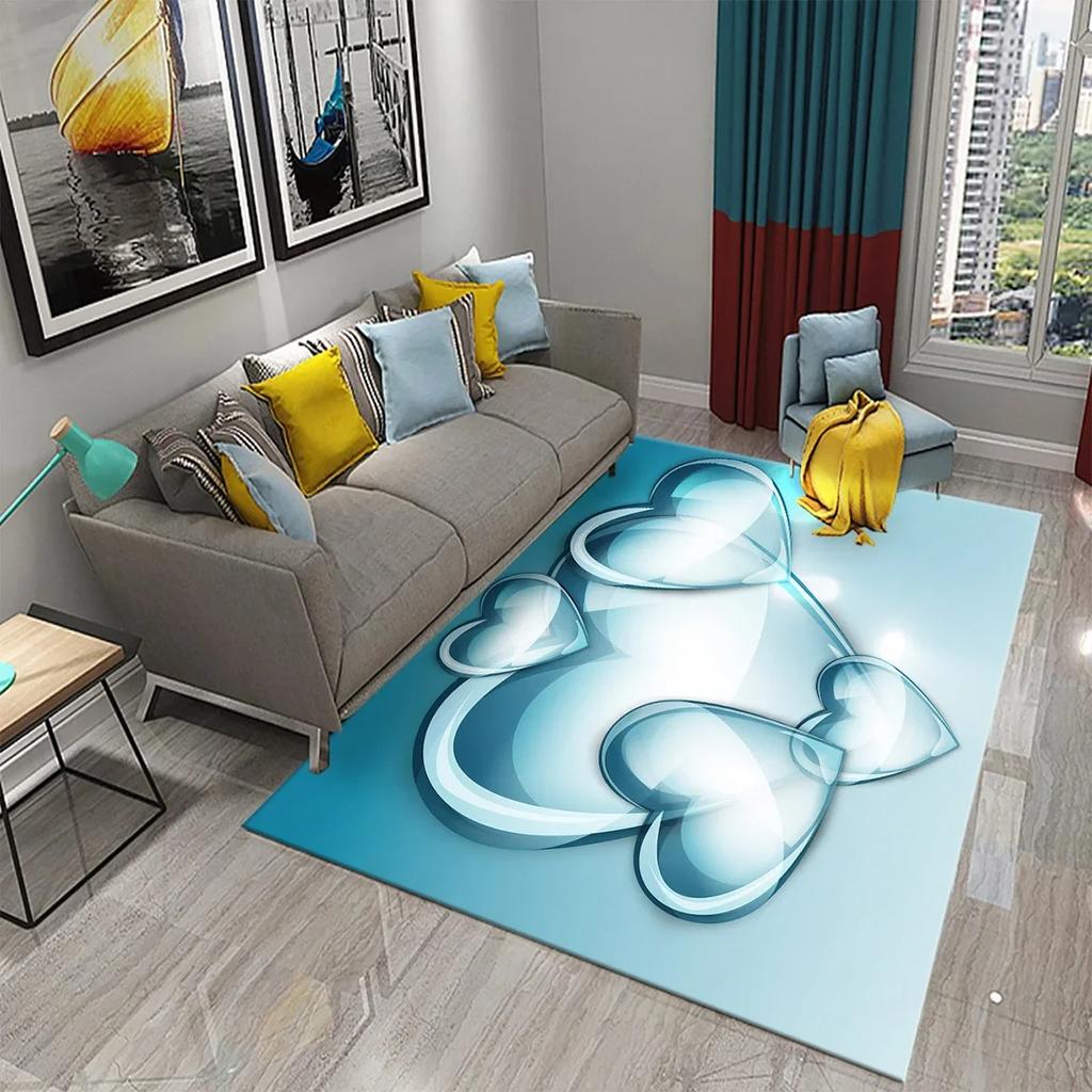 3D Buntes Herz Liebe Muster Teppich Badezimmer Anti-Rutsch Bodenmatte Teppich Teppich Wohnzimmer Schlafzimmer Eingang Fußmatte Dekor
