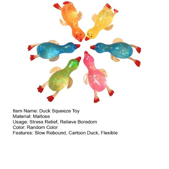 Duck Squeeze Toy Stretchy Slow Rebound Glitter Maltose Soft TPR Pinch Toy Cute Cartoon Animal Squishes Stress Relief Fidget Toy Party Favor