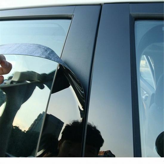 Fits 2004-2014 Ford F-150 F150 Super Cab Crew Piano Black Pillar Post Door Trim