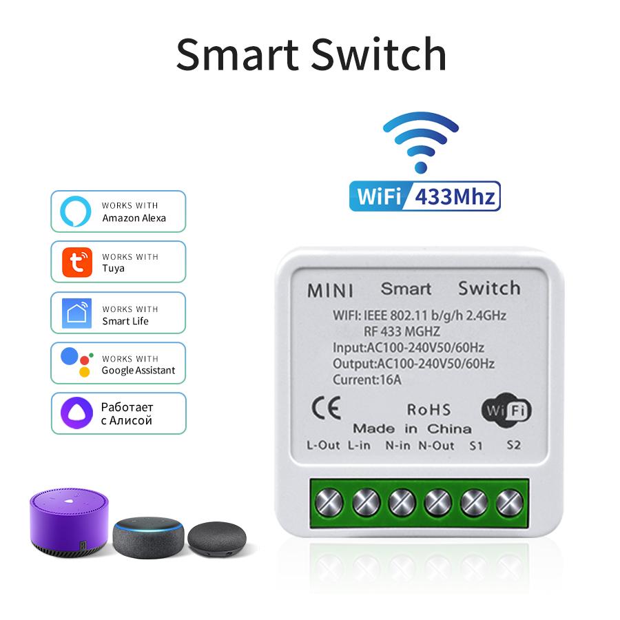 RF433MHz 1/2/3Gang Wall Switch Tuya Smart WiFi Switch Receiver Alexa Google Home Voice Control Smart Life APP Remote Module