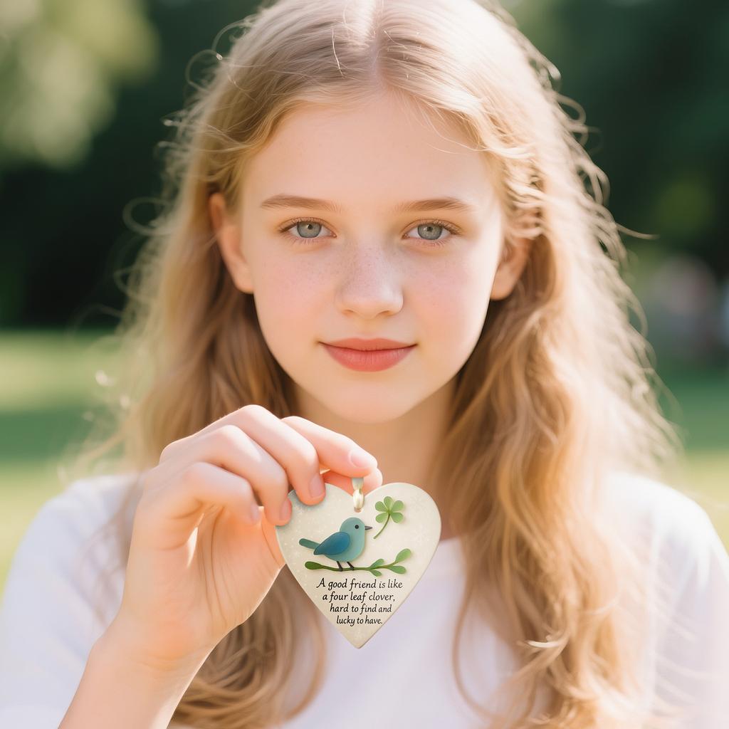 Dekorace přátelství ve tvaru srdce z mořského skla, Srdce přátelství na památku, Ozdoba srdce přátelství na zavěšení na strom, Umění z mořského skla pro