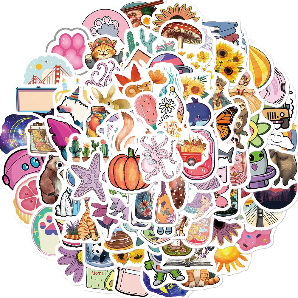 100 Cute Little Fresh Style Stickers Decorate Guitar Notebook Suitcase DIY Waterproof Stickers