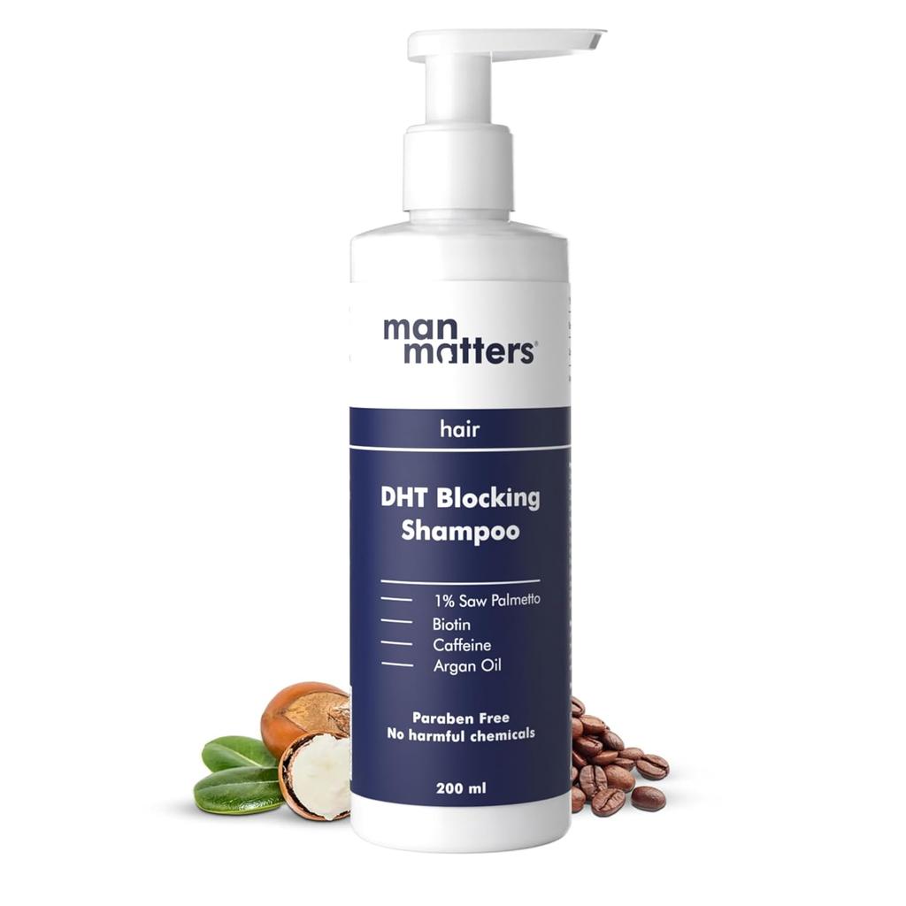 Man Matters DHT Blocking Anti Hair Fall Shampoo 200ml Pack of 1 for Strong, Shiny and Nourished Hair
