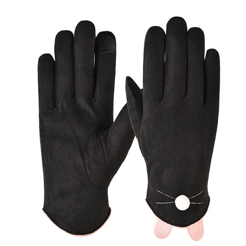 German velvet gloves for men and women to keep warm in autumn and winter, velvet outdoor riding touch screen Korean version simple hair mouth