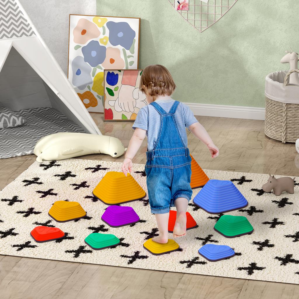 Set da 11 Pezzi di Sassi da Equilibrio a Forma di Cuore per Bambini e Sviluppo Motorio, Multicolore