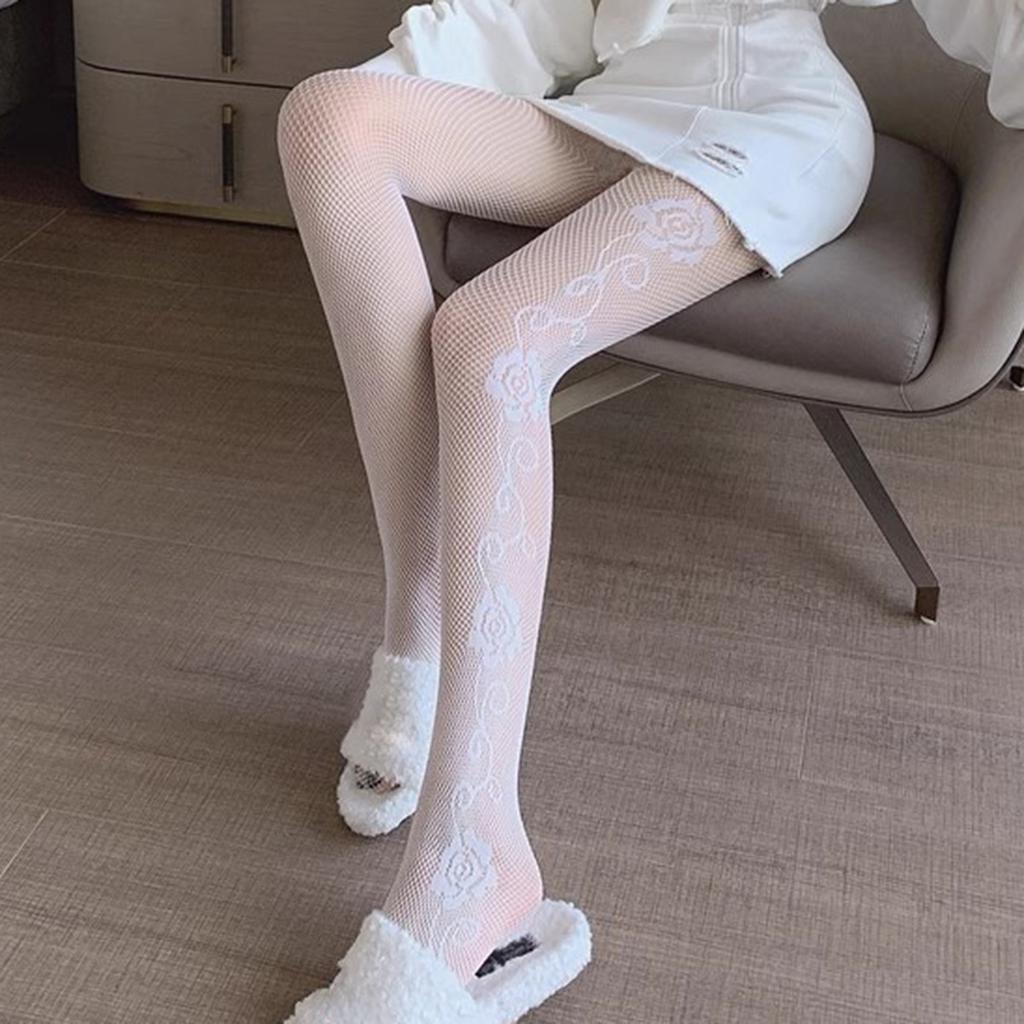 Summer Sexy Meat-through Mesh Pants Grid Jacquard Stockings Leggings Ultra-thin Elastic Fishing Net High-waisted Pantyhose Women