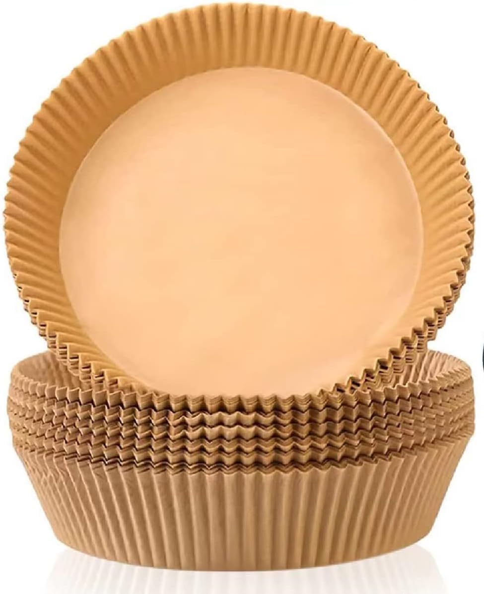 

100 шт. Одноразовые вкладыши для аэрофритюрницы Круглые Пергаментная бумага 63 дюйма Антипригарные листы для выпечки для духовки Жарки Приготовления Кухонные инструменты