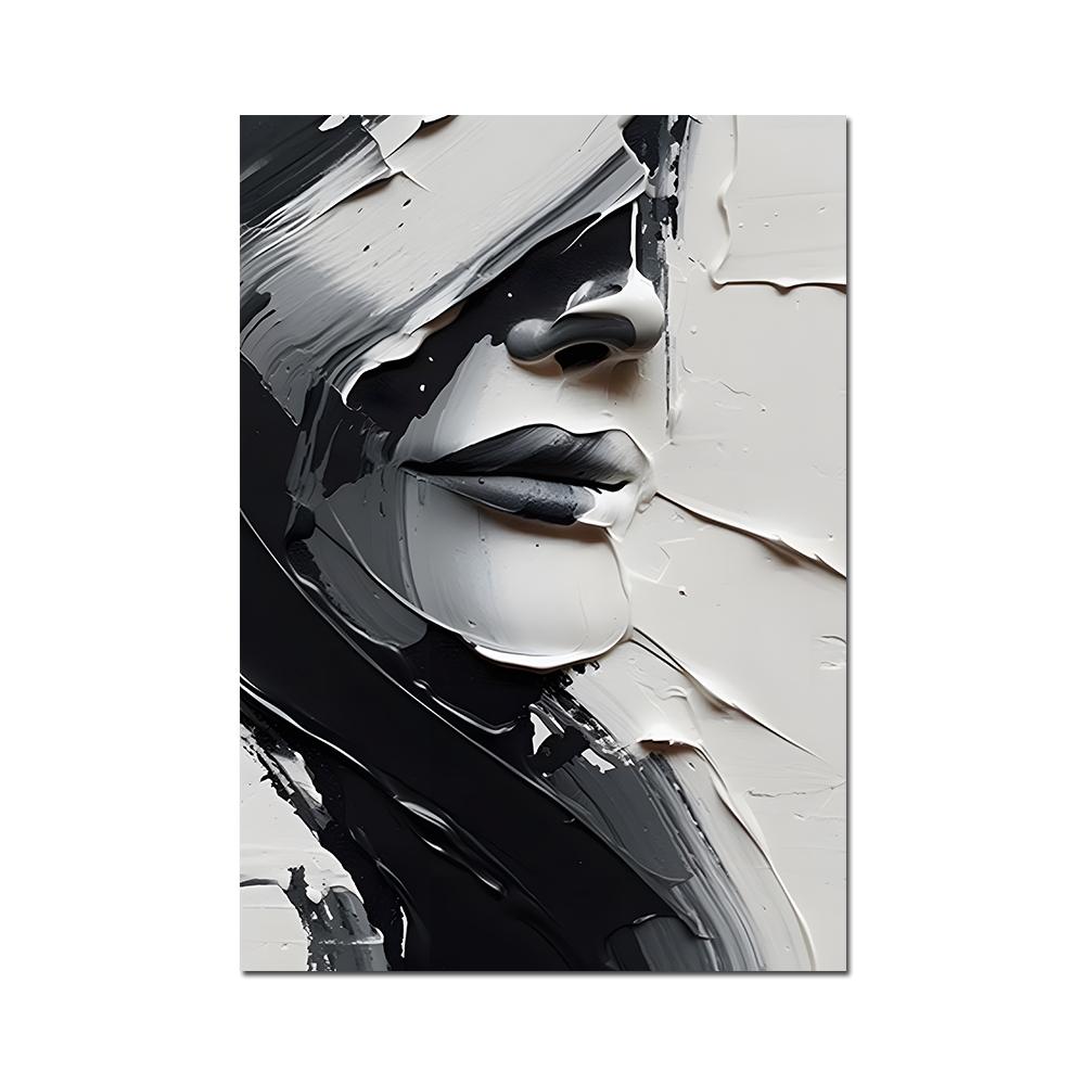 

Абстрактная черно-белая женская текстура лица, холст, картина, современные постеры с рисунками и принты для декора гостиной, без рамки 21x30cm No Framed