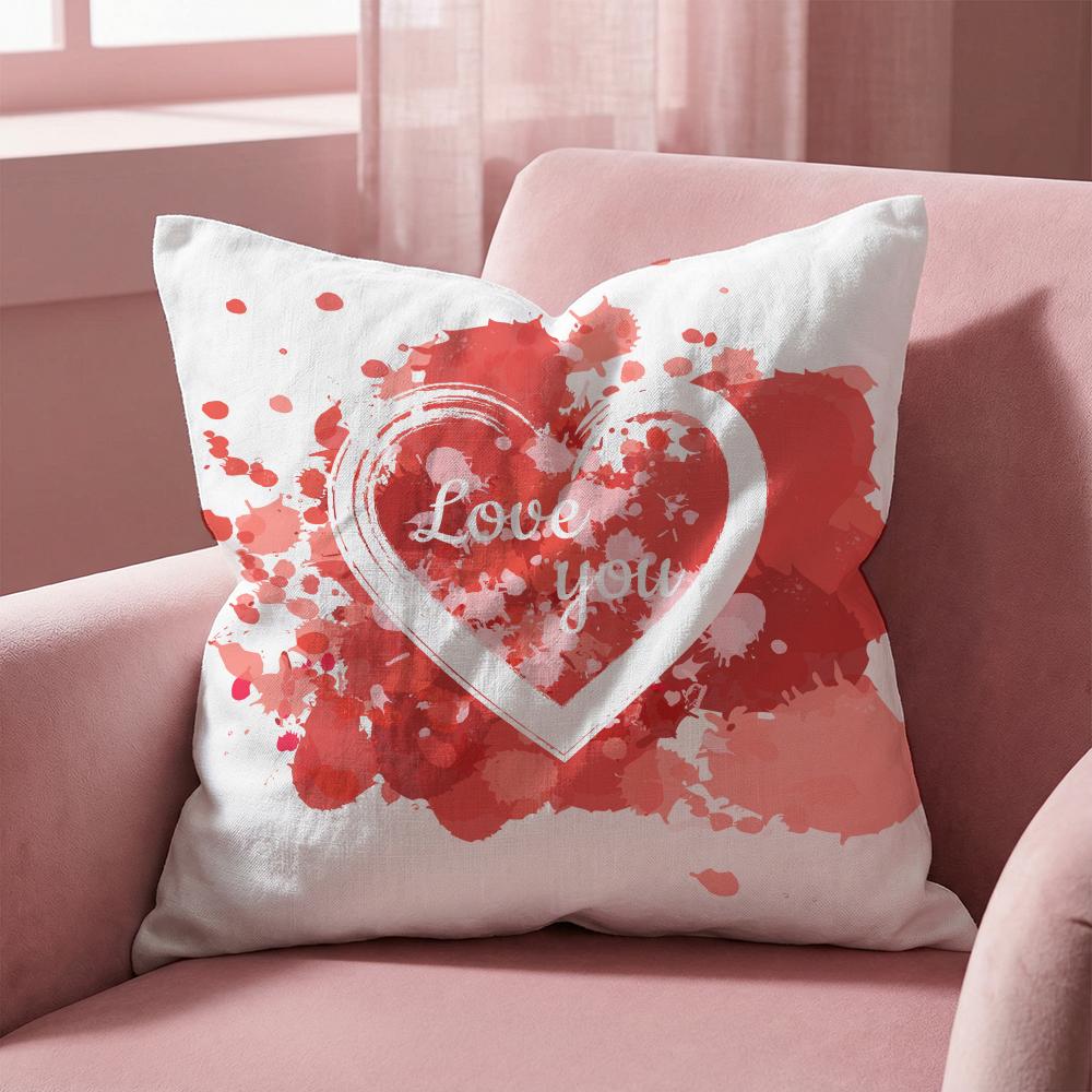 Valentine Red Heart Cushion Cover Multi-Scene Pillow Cover for Home & Car - Reversible, Soft & Durable for Daily Use