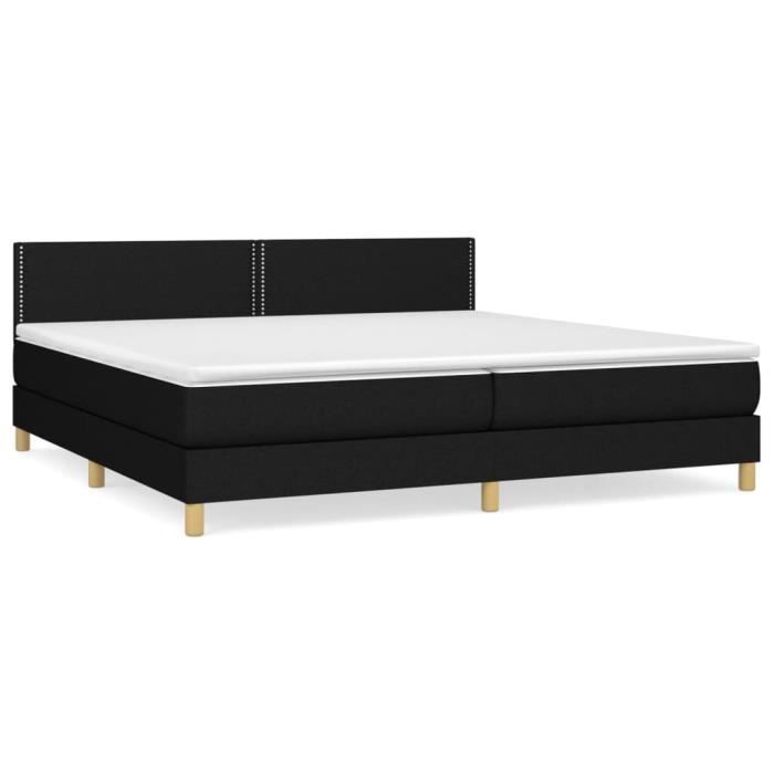 VidaXL Lit à sommier tapissier avec matelas Noir 200x200 cm Tissu - Modèle 3140563