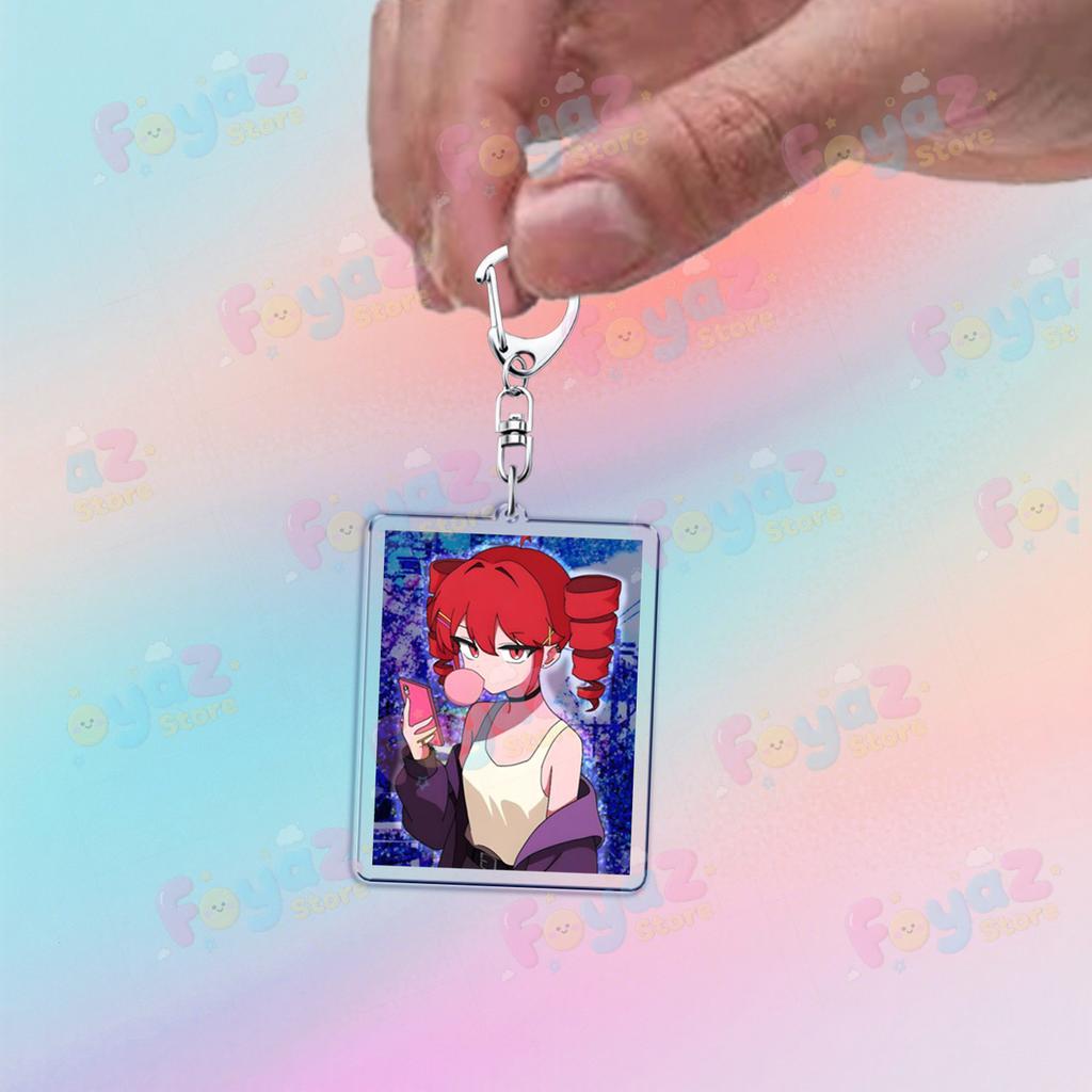 Cute Anime Girl Kasane Teto Keychain Accessories Bag Kawaii Manga Key Ring Chains Jewelry Fans Friends Birthday Gifts